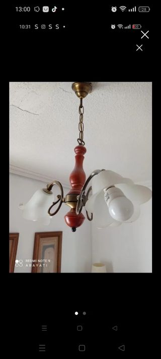 Lampara madera 3 luces