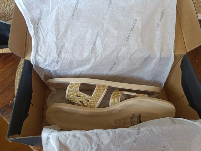 Chanclas Karl Lagerfeld beige-doradas