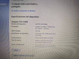 Portátil Lenovo Ideapad 330-15IKB Plata.
