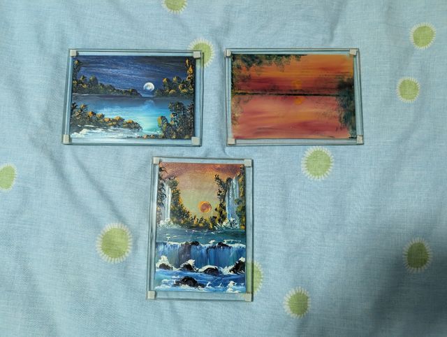 3 mini pinturas acrílicas