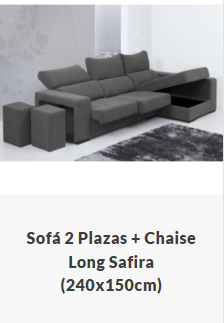 Sofá Safira 2 plazas + chaise longue (240x150cm)