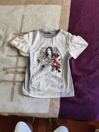 Camiseta blanca gris - Talla M