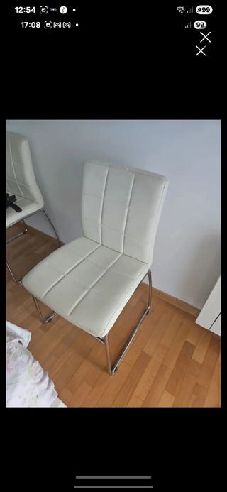 2 Sillas Comedor Blancas - Piel Sintética