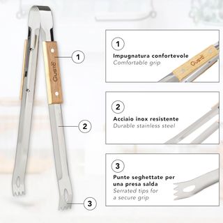 IPEA Pinzas de Cocina de Acero Inoxidable y Madera