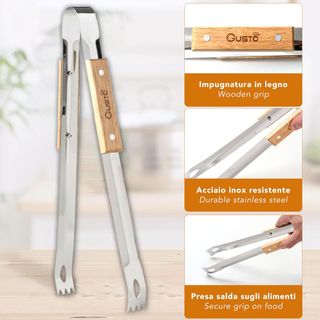 IPEA Pinzas de Cocina de Acero Inoxidable y Madera