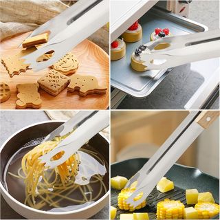 IPEA Pinzas de Cocina de Acero Inoxidable y Madera