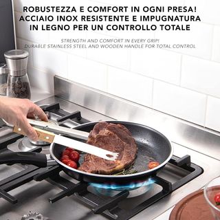IPEA Pinzas de Cocina de Acero Inoxidable y Madera
