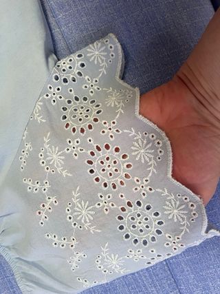 Blusa celeste algodon - hombros caidos