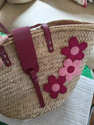 Bolso/Capazo Palma Artesano - Fucsia -  Beige