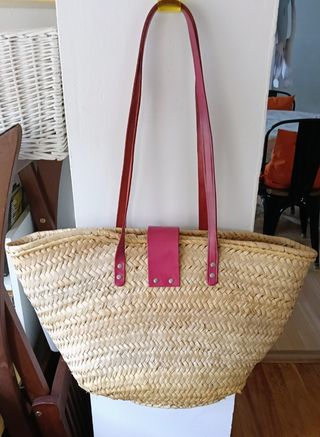 Bolso/Capazo Palma Artesano - Fucsia -  Beige