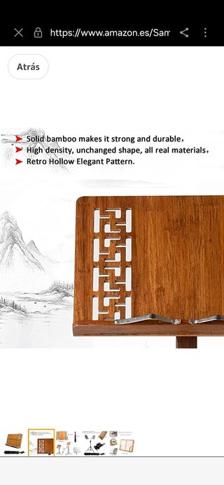 Atril madera bambú para libros, partituras. Nuevo