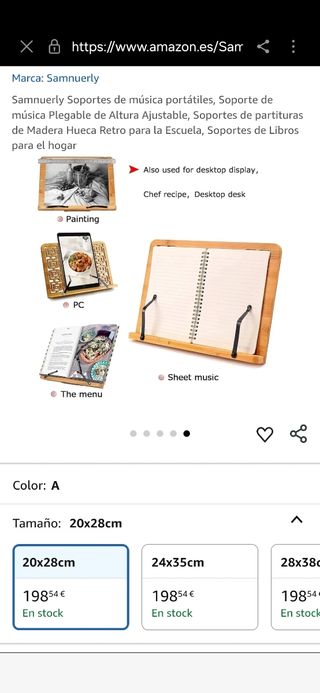 Atril madera bambú para libros, partituras. Nuevo