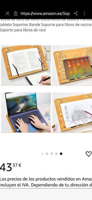 Atril madera bambú para libros, partituras. Nuevo