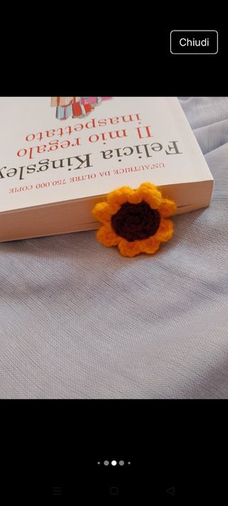 Segnalibro a uncinetto girasole