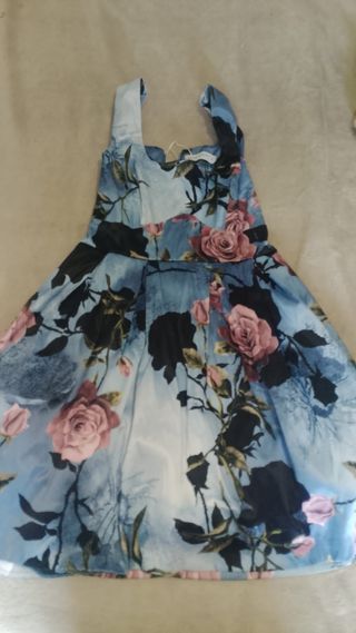 Vestido floral vintage azul  XL pero tiene costura