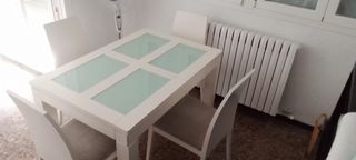Mesa comedor blanca  sillas + mesa centro elevable
