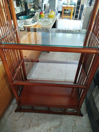 Estantería vintage mimbre-ratán