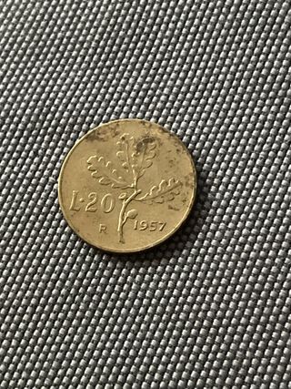 Moneta Italia 20 Lire 1957 dalla Repubblica italia