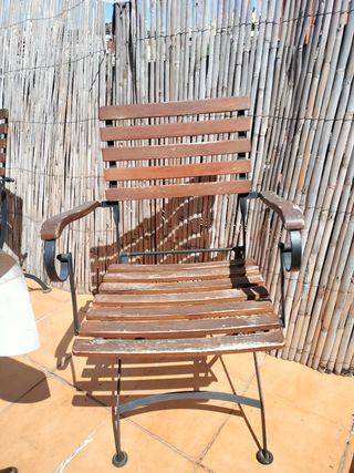 Mesa terraza + 4 sillas madera