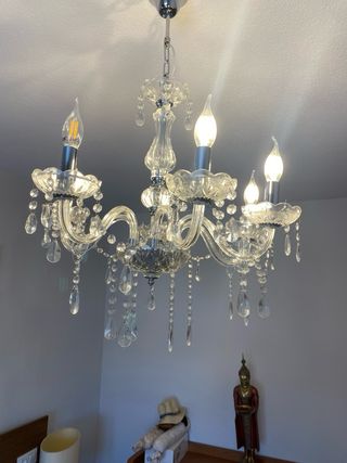 Lampara araña gris cristal 4 luces