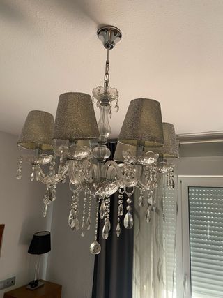 Lampara araña gris cristal 4 luces