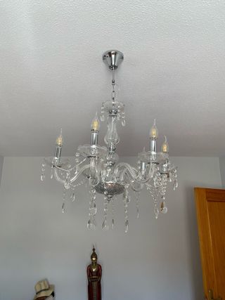 Lampara araña gris cristal 4 luces