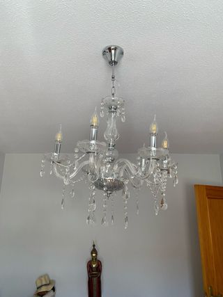 Lampara araña gris cristal 4 luces