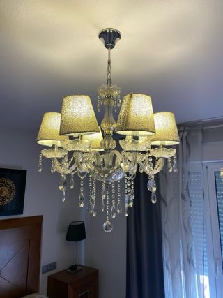 Lampara araña gris cristal 4 luces