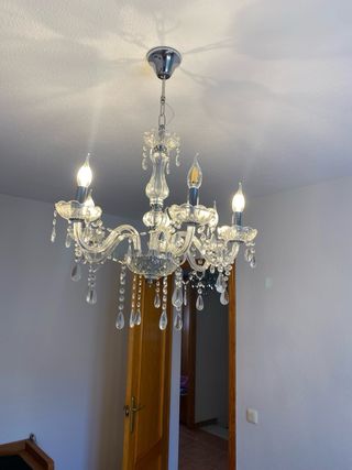 Lampara araña gris cristal 4 luces