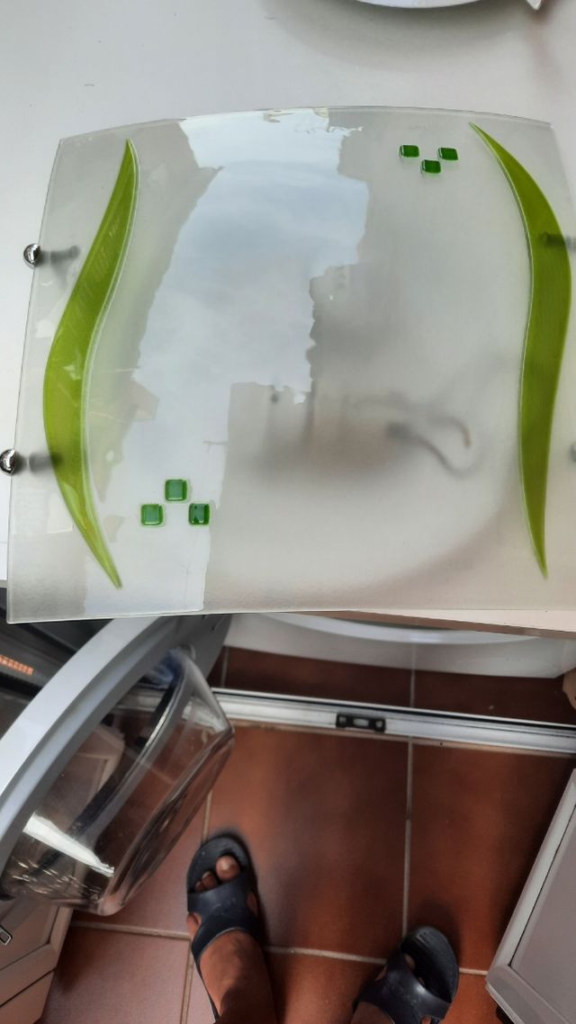 3 Plafones de cristal verde y blanco de 30x30.