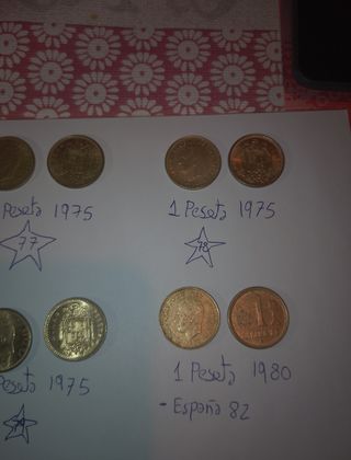 Monedas 1 Peseta (España) 1975-1989