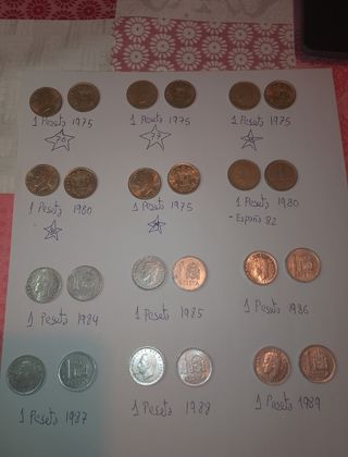Monedas 1 Peseta (España) 1975-1989