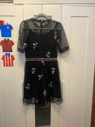 Vestido negro flores-talla M/L
