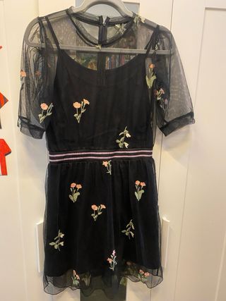 Vestido negro flores-talla M/L