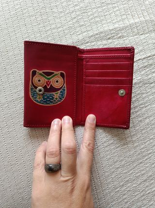 Cartera piel roja - Búho