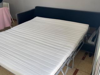 Sofá-cama terciopelo gris - 3 plazas