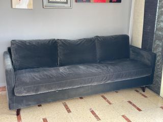 Sofá-cama terciopelo gris - 3 plazas
