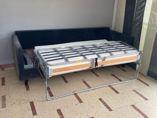 Sofá-cama terciopelo gris - 3 plazas