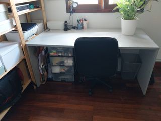 Escritorio gris oficina - metal y madera