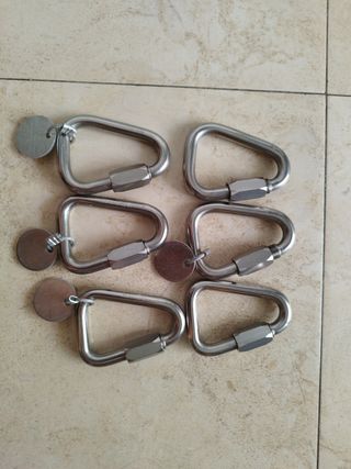 6 Mosquetones Triangulares Acero inoxidable 