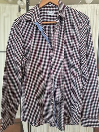 Camisa cuadros negro burdeos blanco