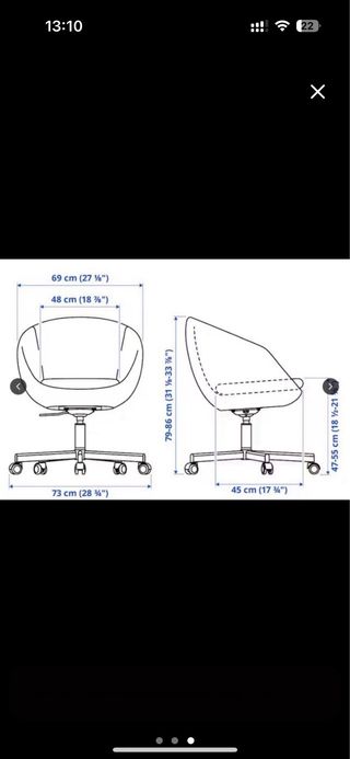 Silla giratoria Ikea Skruvsta blanca