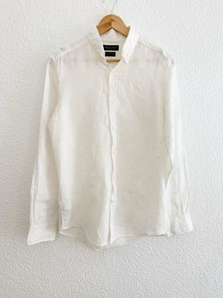 Camisa lino blanca hombre - s