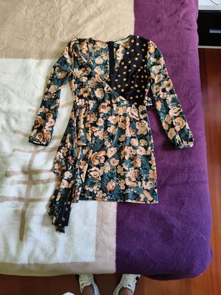 Vestido flores multicolor - Talla S