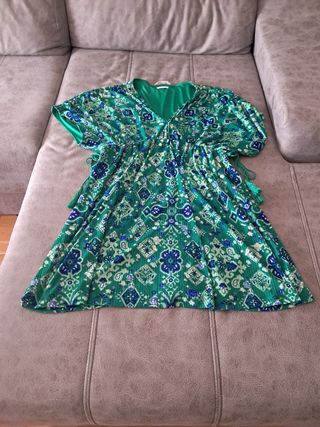 Vestido boho - verde y azul