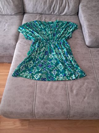 Vestido boho - verde y azul