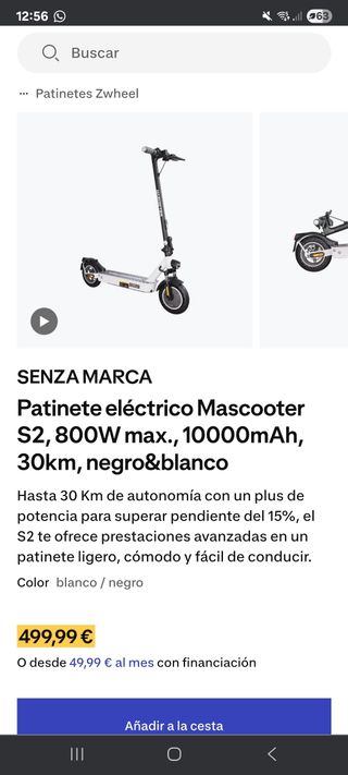 Patinete eléctrico Mascooter S2