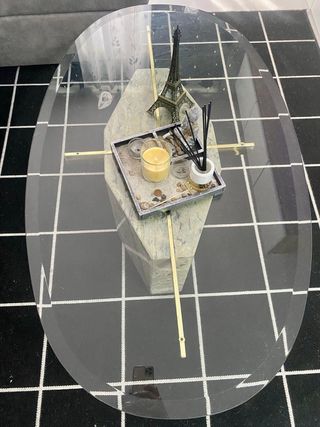 2 Mesas de cristal y de centro sin sillas