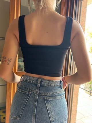 Top nero intrecciato donna