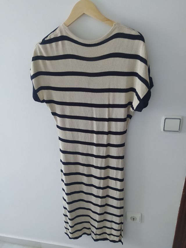 Vestido rayas beige-negro